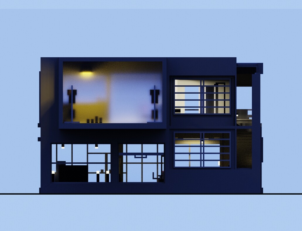 Side elevation of the voxel house